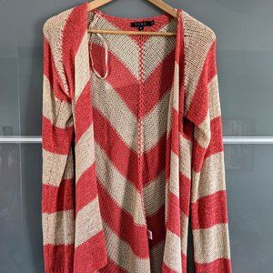 Chevron Striped Open Cardigan